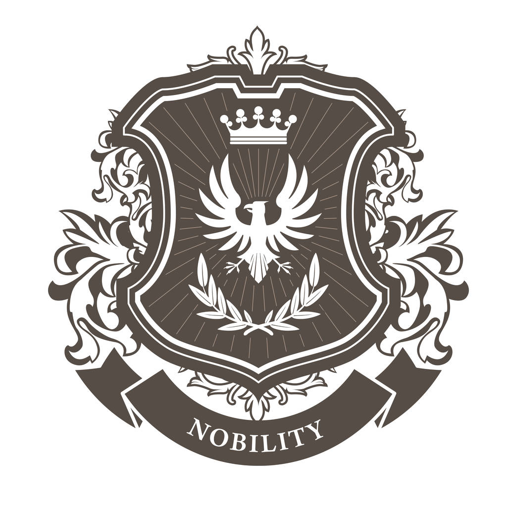Герб монархии - геральдический королевский щит с короной
  - Вектор,изображение