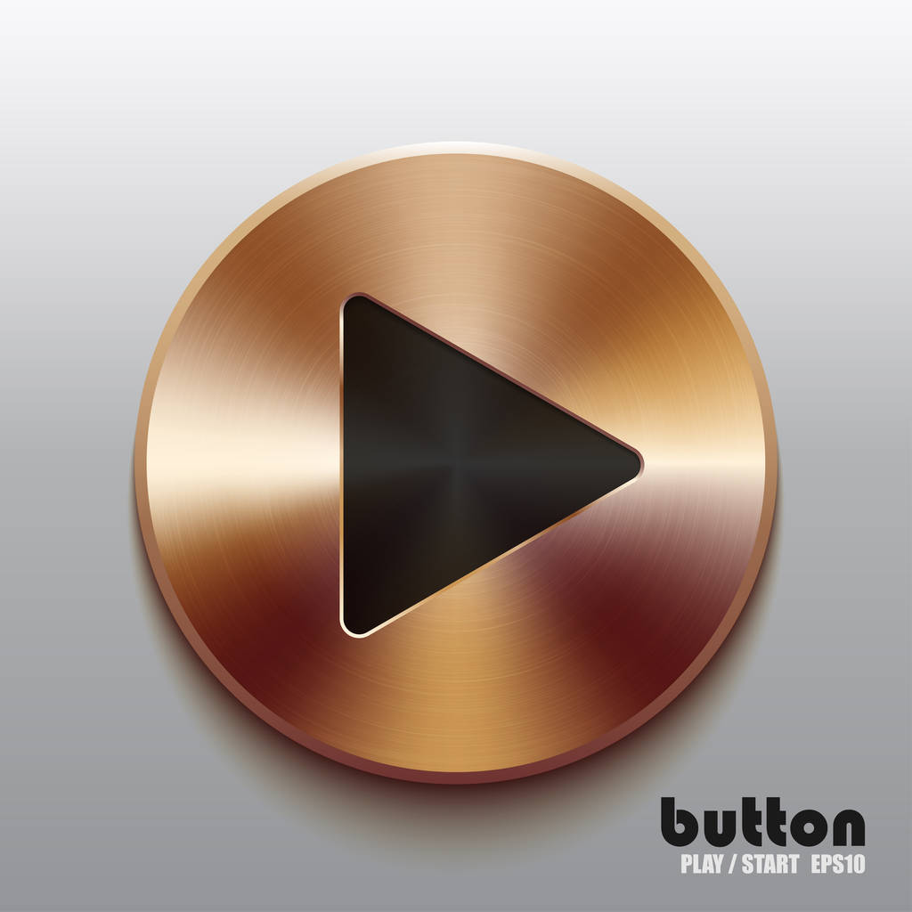 Bronze play button with black symbol - Vector, Image
