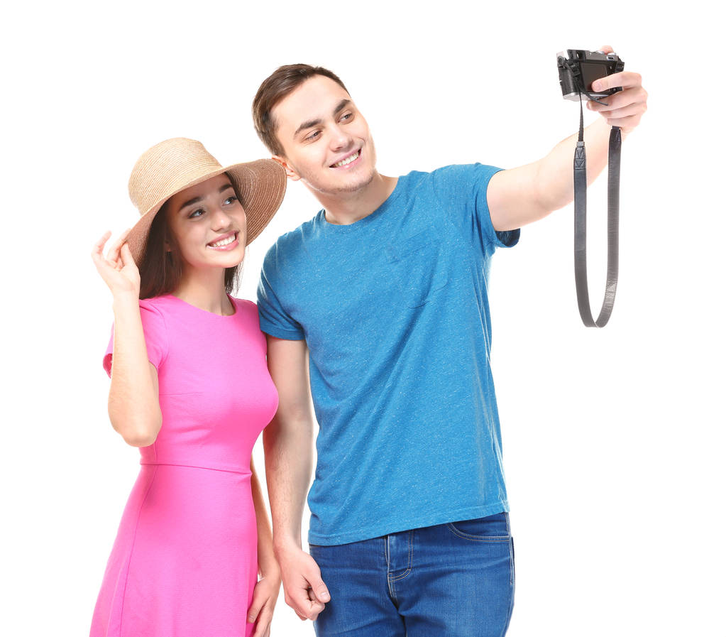 Nuori pari ottaa selfie - Valokuva, kuva