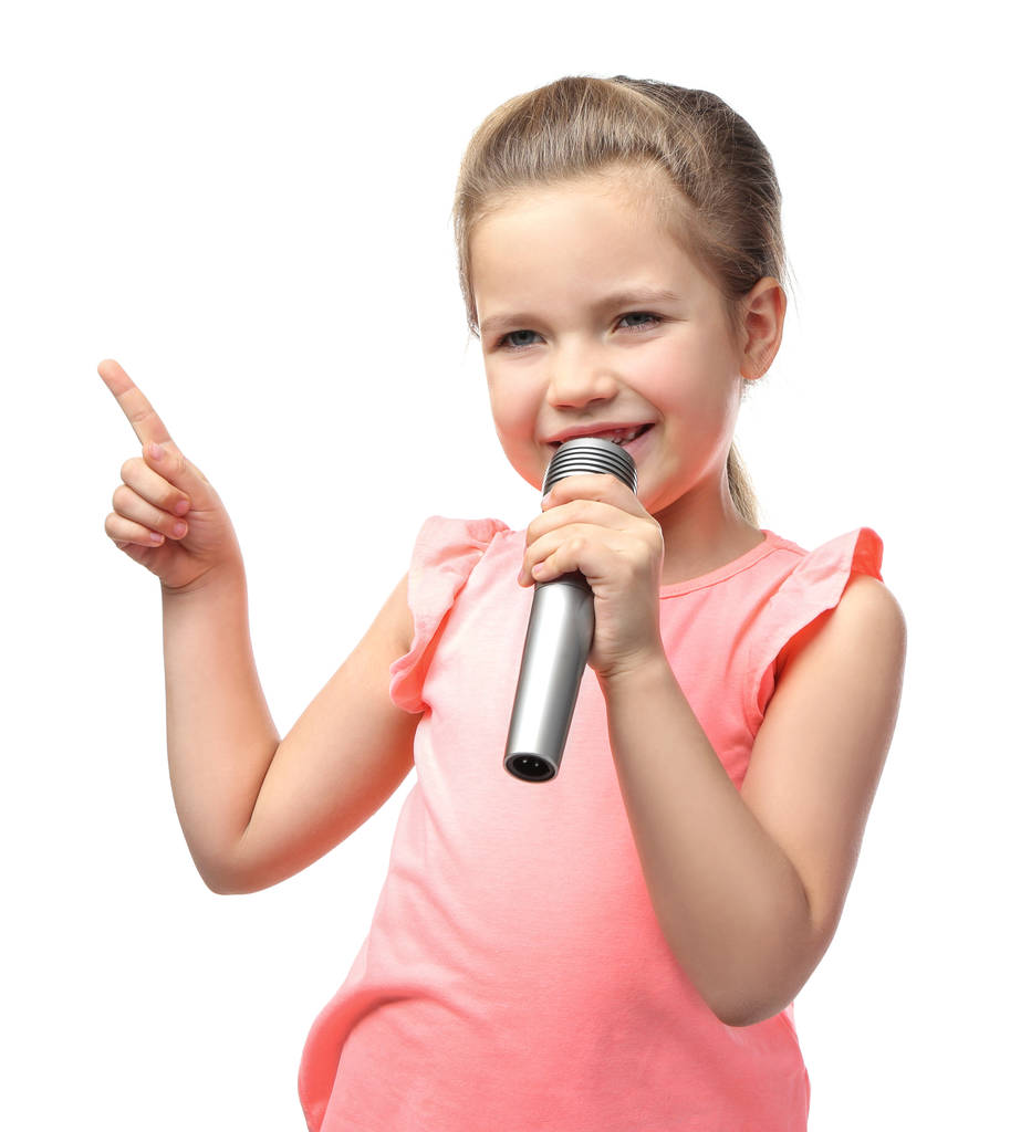 Roztomilá holčička s mikrofonem - Fotografie, Obrázek