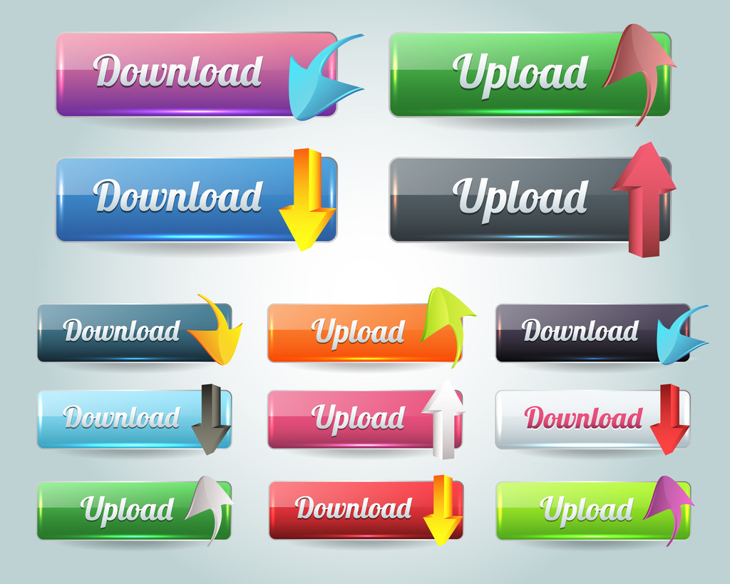 Vector Web Download Upload Buttons - Vector, Image