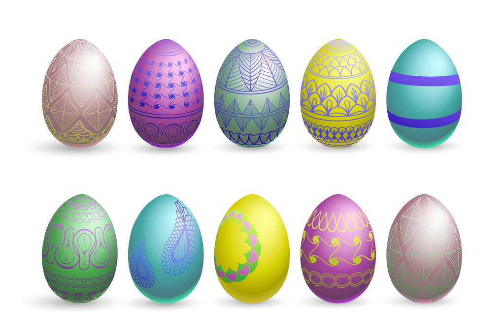 uova di Pasqua glitter su sfondo bianco
 - Vettoriali, immagini