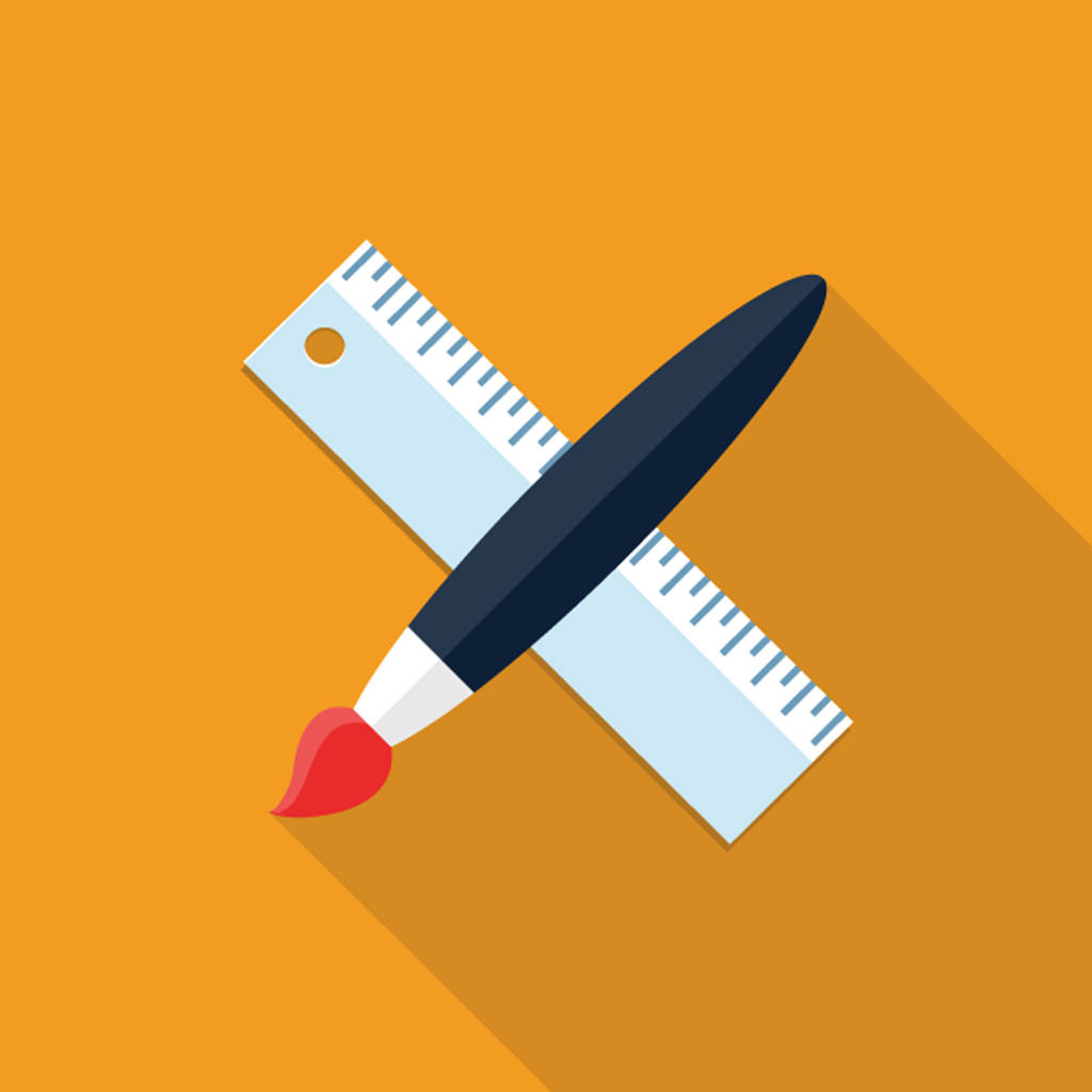 Vector paint brush and ruler icon - Vector, Image
