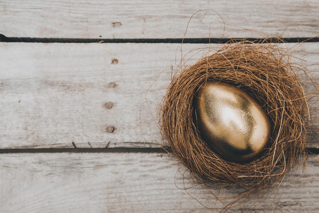 Uovo di Pasqua dorato nel nido
  - Foto, immagini