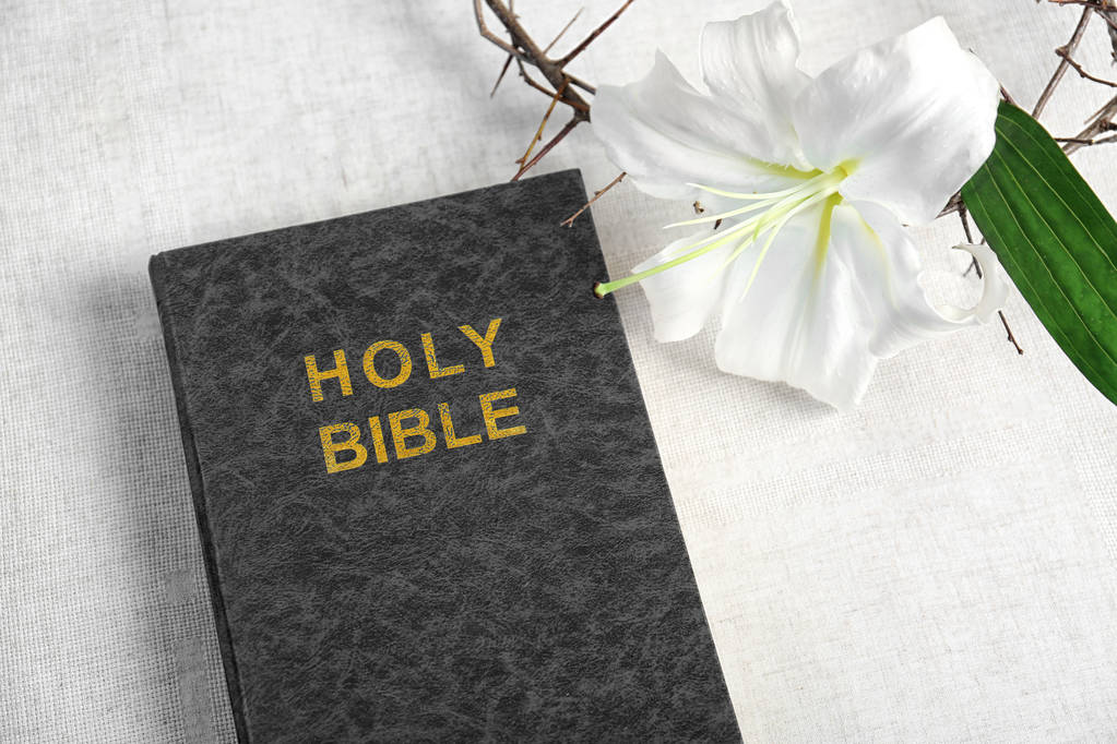 Sainte Bible, lis et couronne d'épines
 - Photo, image