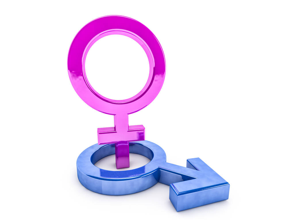 Símbolos de gênero de homem e mulher. Renderização 3D
 - Foto, Imagem