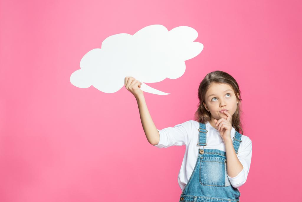 κοριτσάκι με το συννεφάκι λόγου  - Φωτογραφία, εικόνα