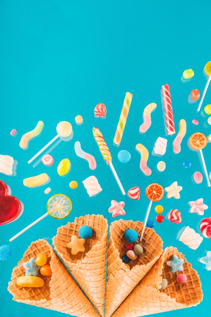 Waffle cones and candies  - Photo, Image