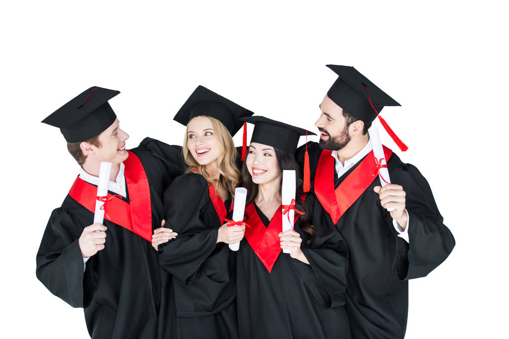 Estudiantes felices con diplomas
  - Foto, Imagen