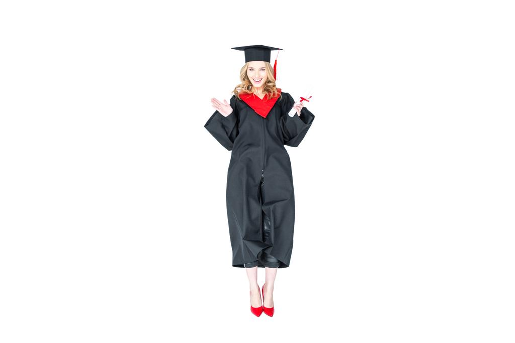 estudiante en gorra de graduación con diploma
 - Foto, Imagen
