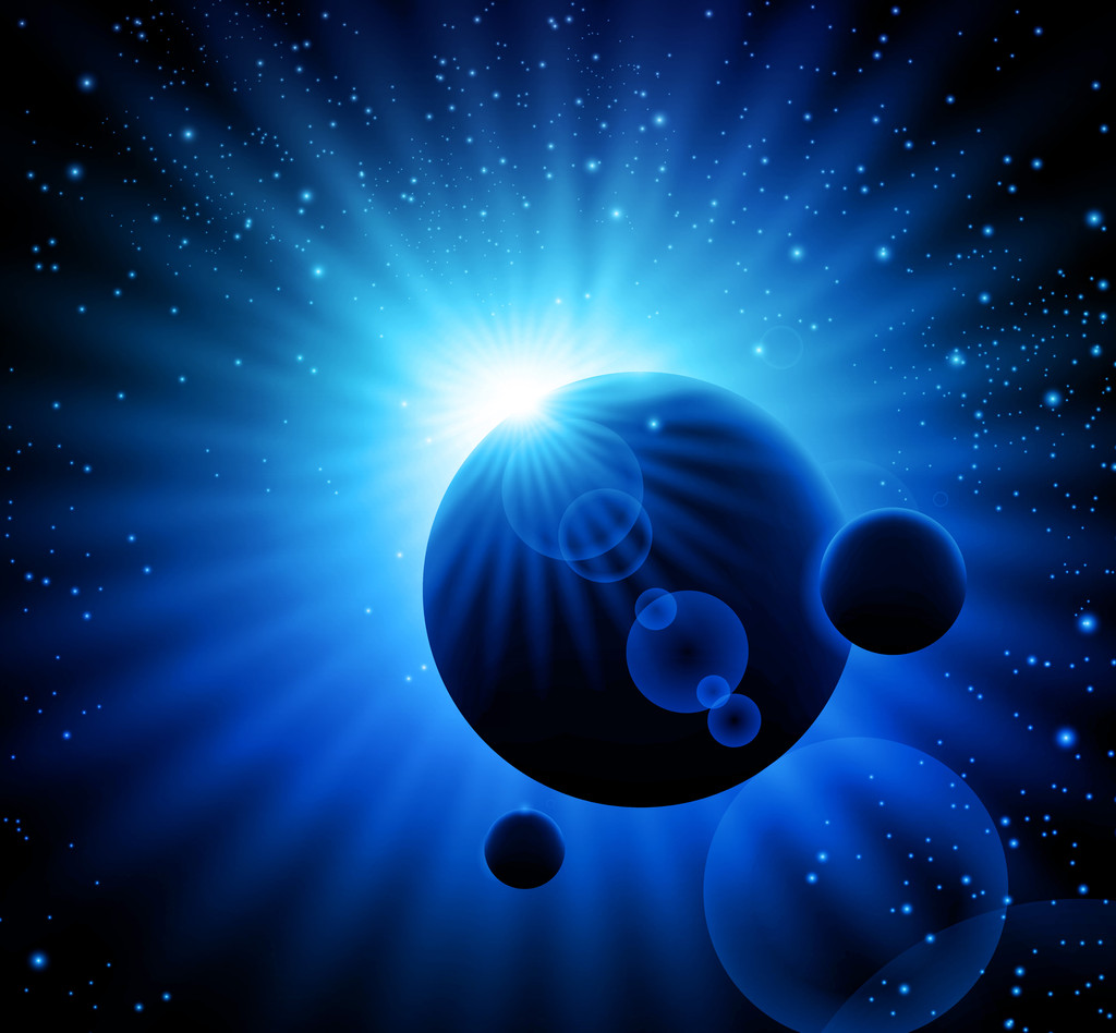 χώρο μπλε φόντο με πλανήτες - Διάνυσμα, εικόνα