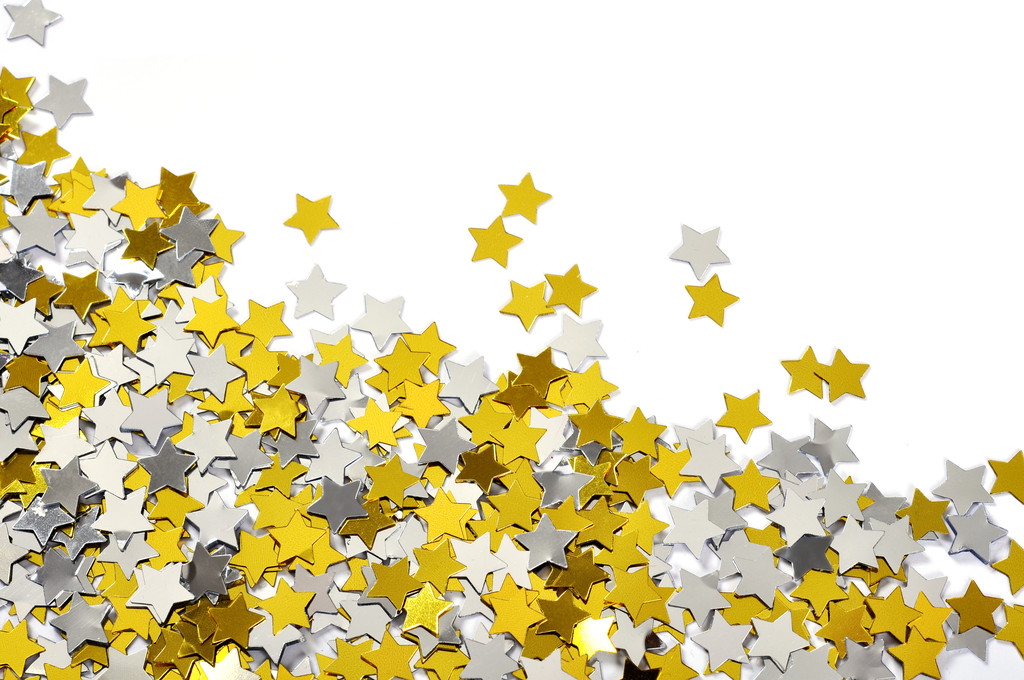 Golden and silver star confetti - Photo, Image