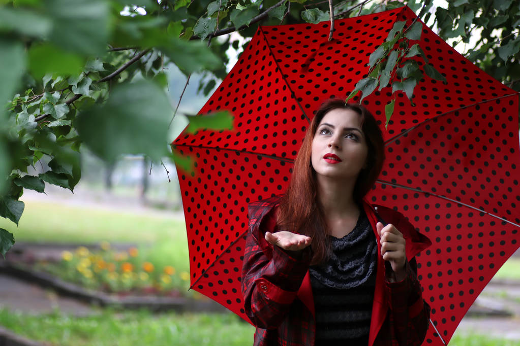 femme en imperméable et un parapluie
 - Photo, image