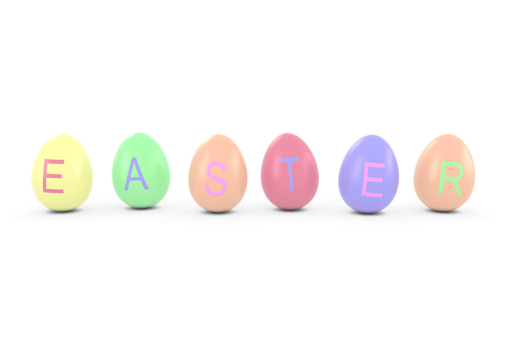 Coloured Easter Eggs Spelling Out Easter 3D Illustration - Photo, Image