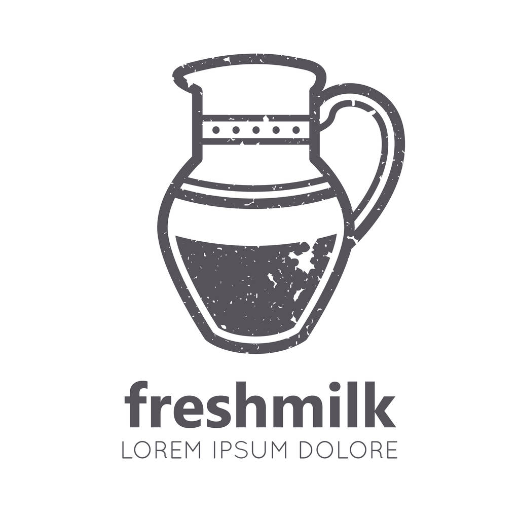 Emblema nutricional con una jarra de leche
 - Vector, imagen