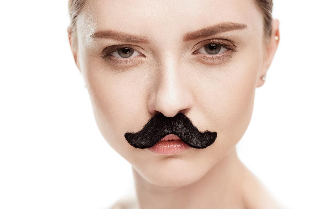 woman with black mustaches - Photo, Image