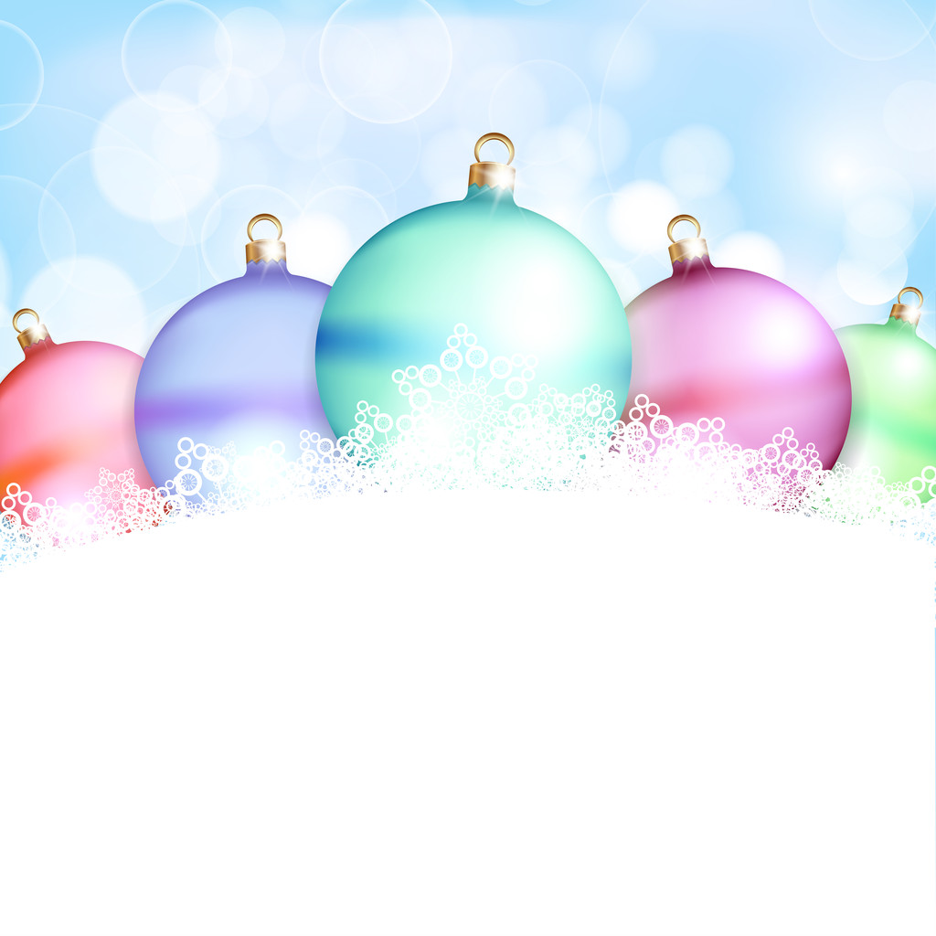 kerstballen en blauwe abstracte achtergrond - Vector, afbeelding