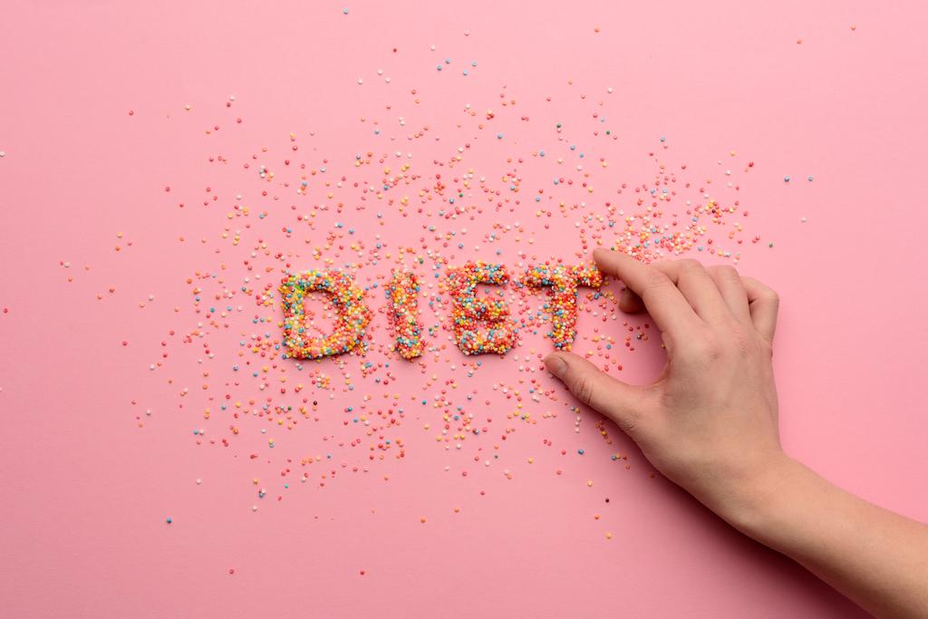 Słowo dieta od słodyczy  - Zdjęcie, obraz