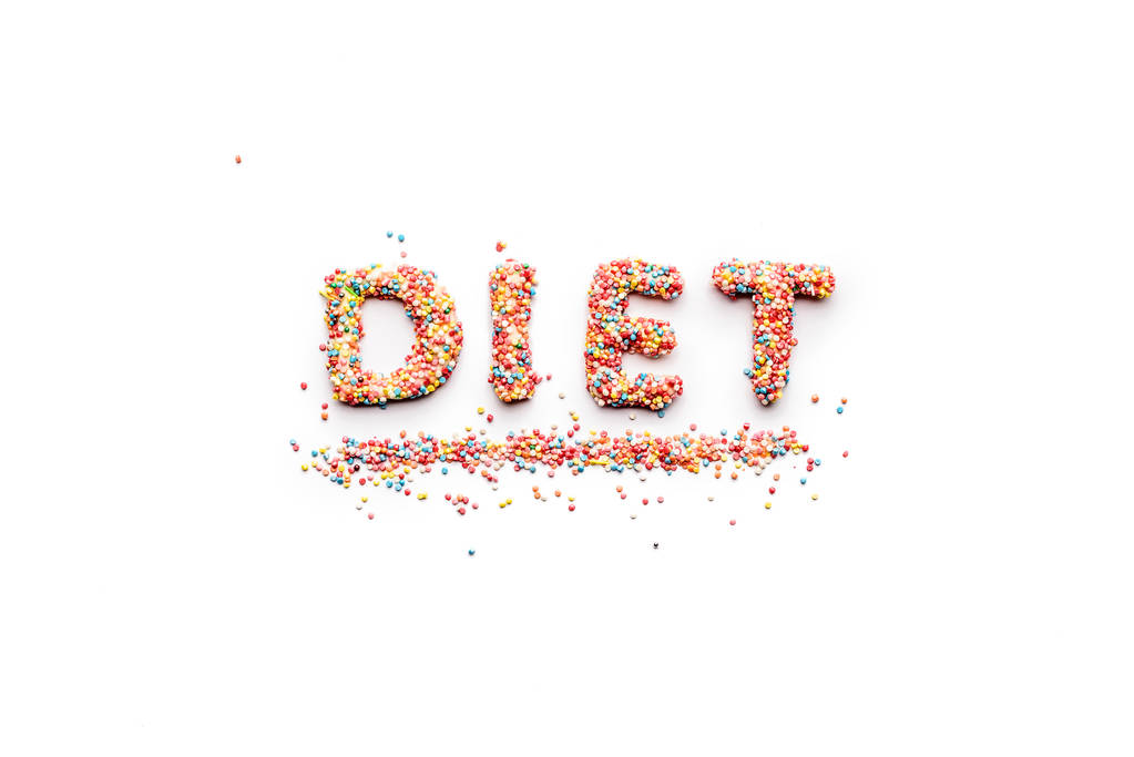 Slovo dieta od sladkosti  - Fotografie, Obrázek