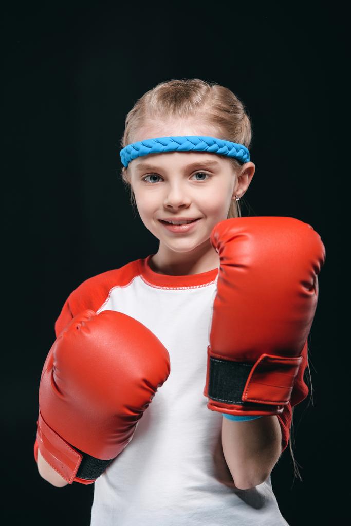 ボクシング グローブの女の子 - 写真・画像