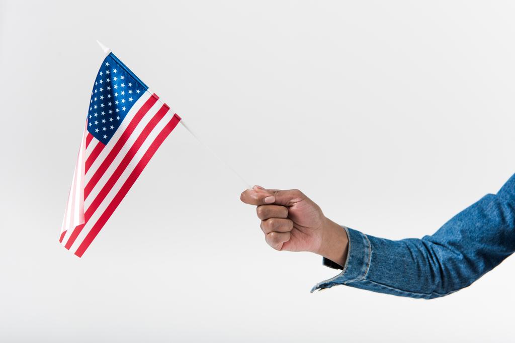 ruka držící americkou vlajku - Fotografie, Obrázek