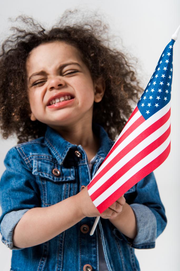 Kislány amerikai zászló - Fotó, kép