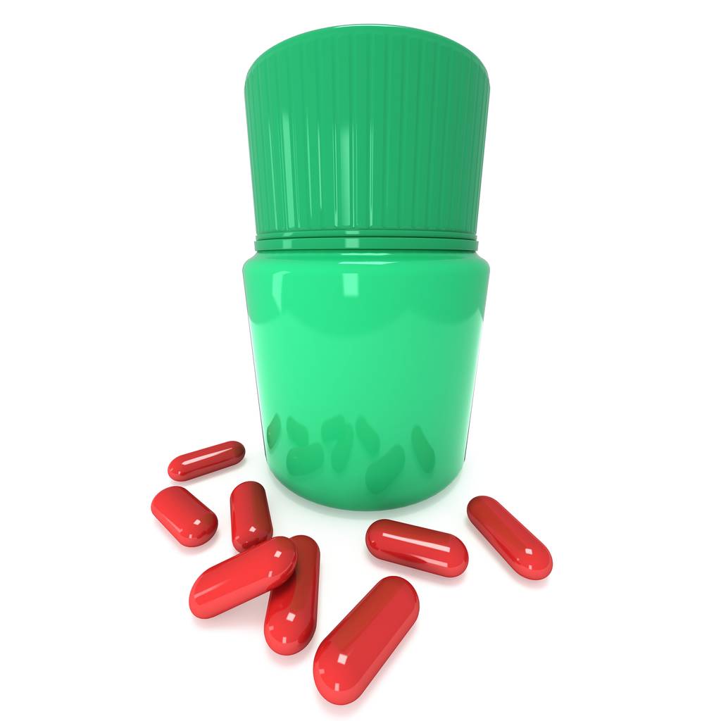 薬のグリーン プラスチック ボトル - 写真・画像