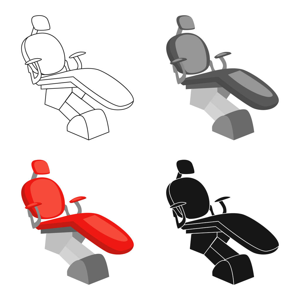 Icono de silla dental en estilo de dibujos animados aislado sobre fondo blanco. cuidado dental símbolo stock vector ilustración
. - Vector, imagen
