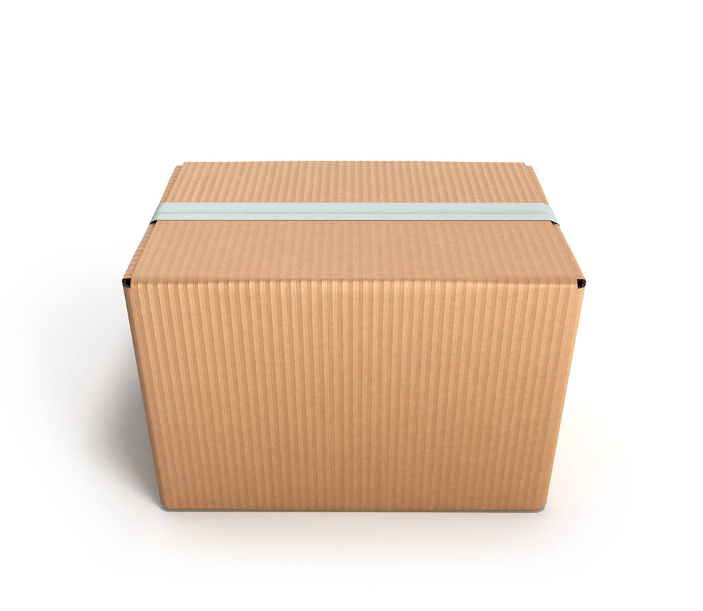 clear cardboard box 3d render on white background - Photo, Image