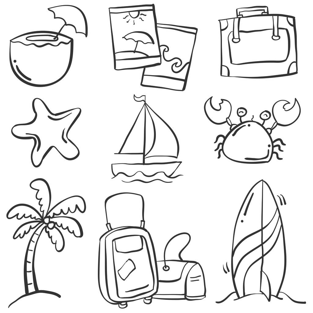 Doodle об'єкта літній відпочинок
 - Вектор, зображення