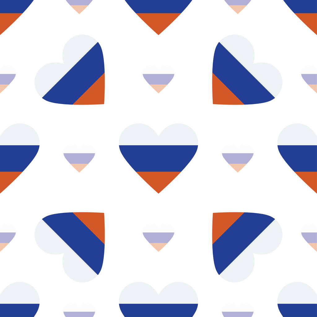 Російської Федерації вітчизняної безшовні шаблон прапора Національний прапор у формі серця вектор - Вектор, зображення