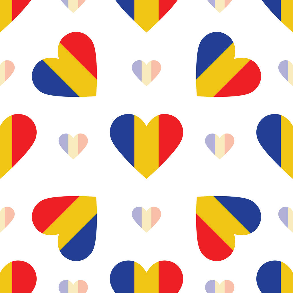 Csád zászló hazafias varrat nélküli mintát vektoros illusztráció szív alakú zászlaja - Vektor, kép