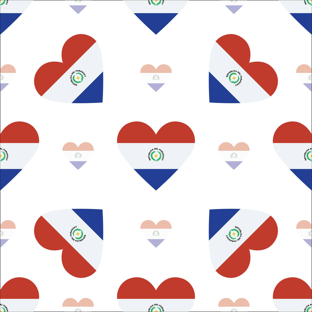 Paraguay flag patriotic seamless pattern National flag in the shape of heart Vector illustration - Vector, Image