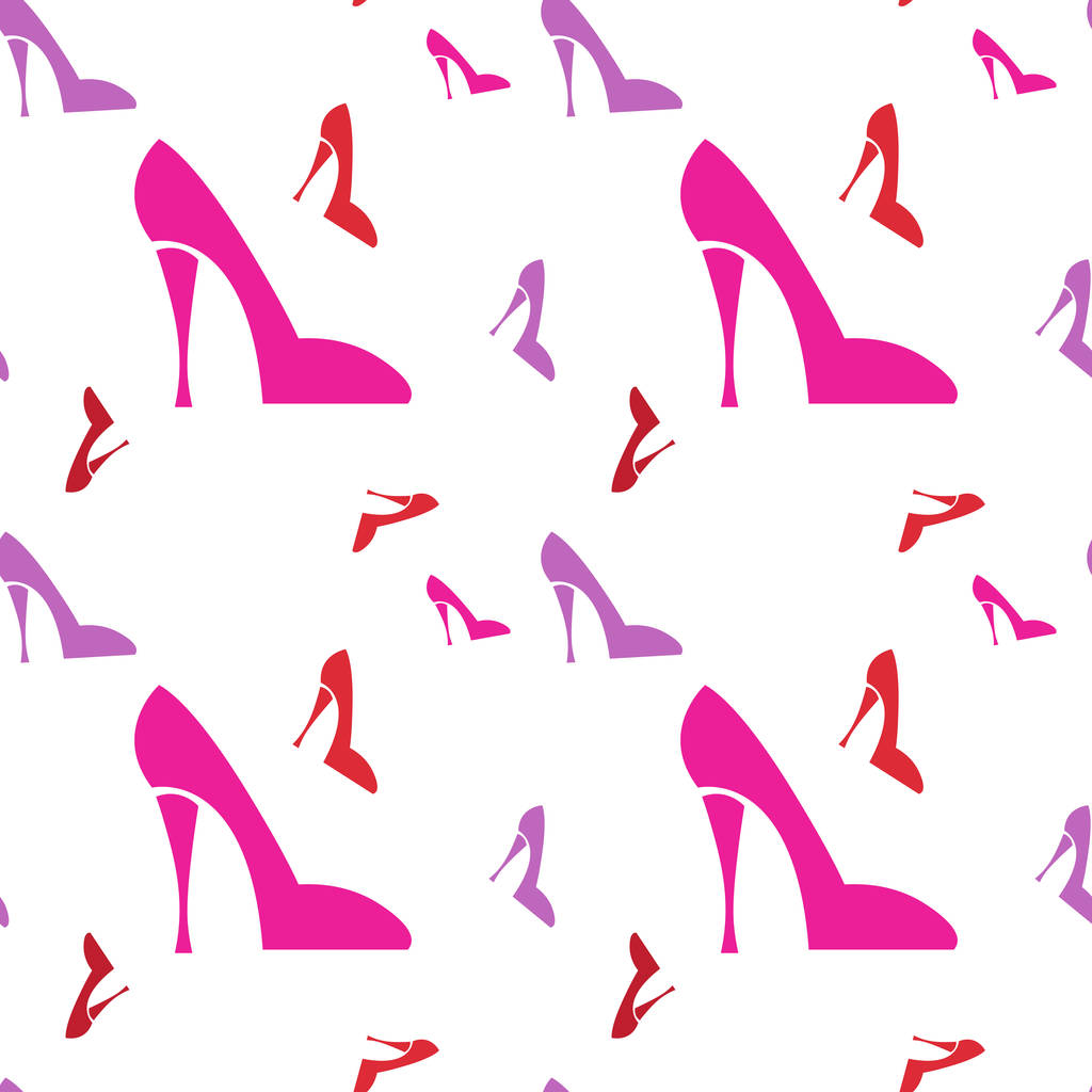 ピンクの女性靴のシームレス パターン - ベクター画像