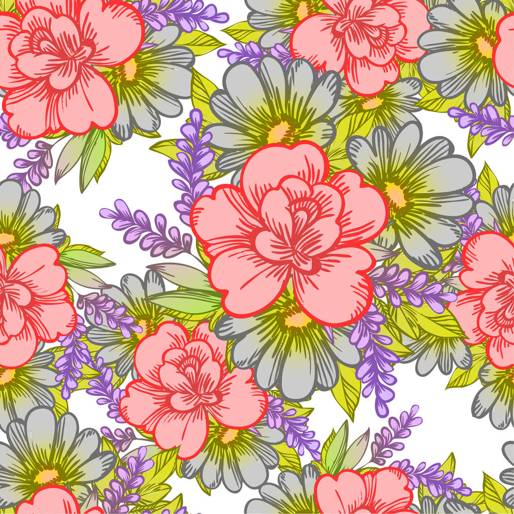 Naadloze aquarel bloemenpatroon - Vector, afbeelding
