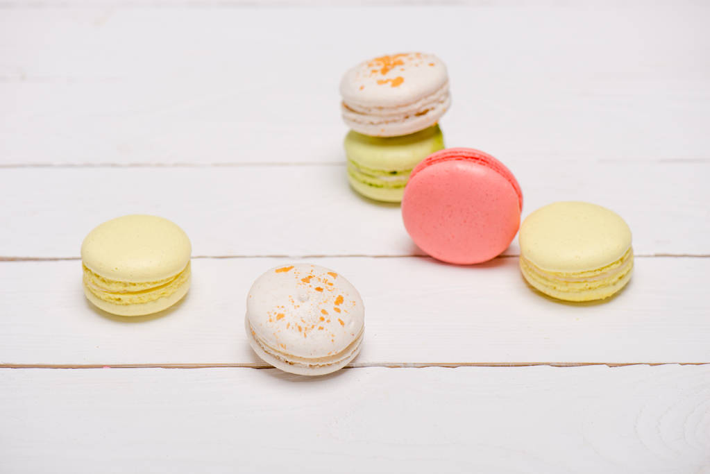 Group of macarons on wooden table - Photo, Image