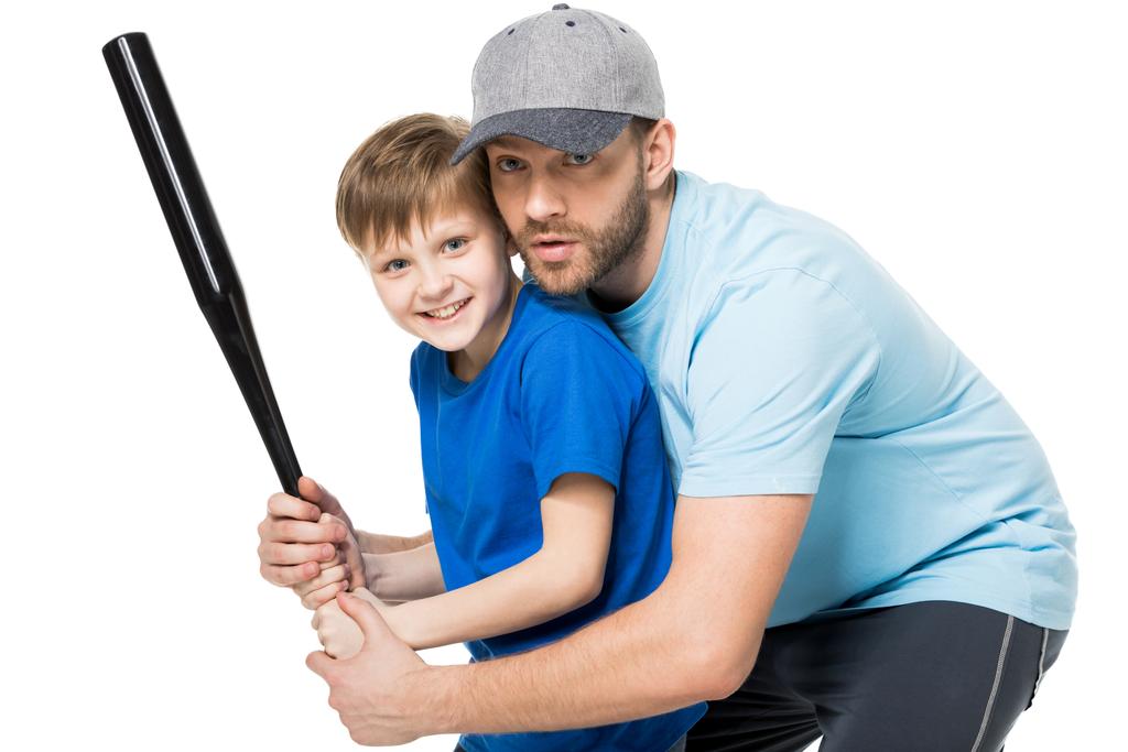 Père et fils jouant au baseball - Photo, image