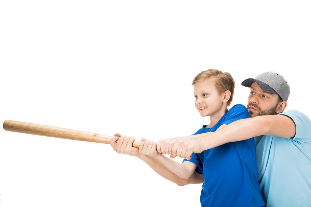 Vater und Sohn spielen Baseball  - Foto, Bild