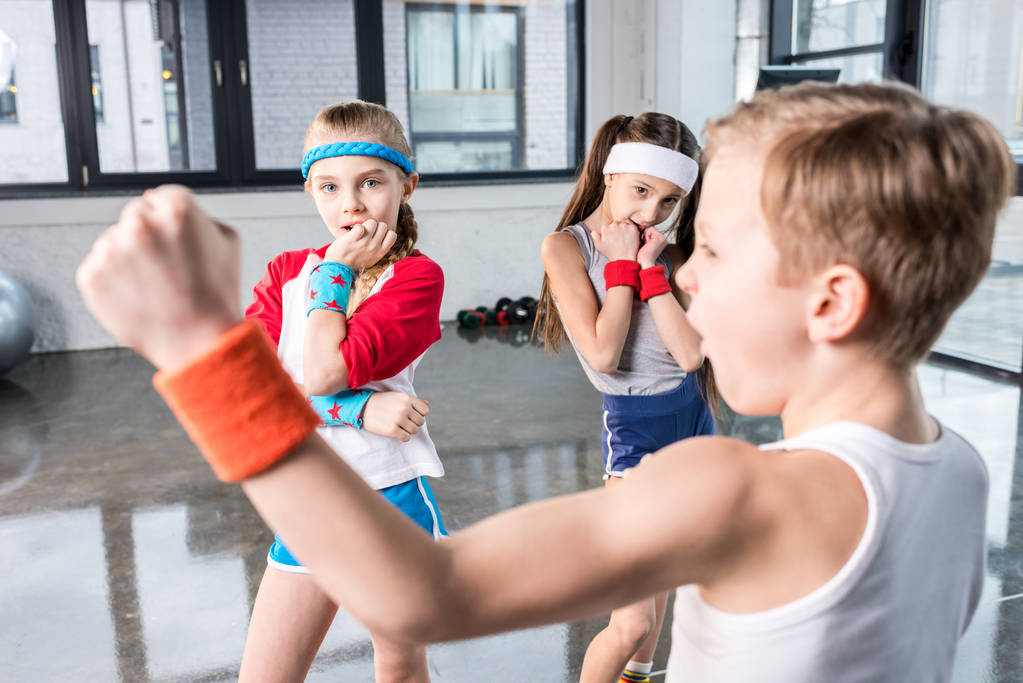 kids fooling around at fitness studio - Photo, Image