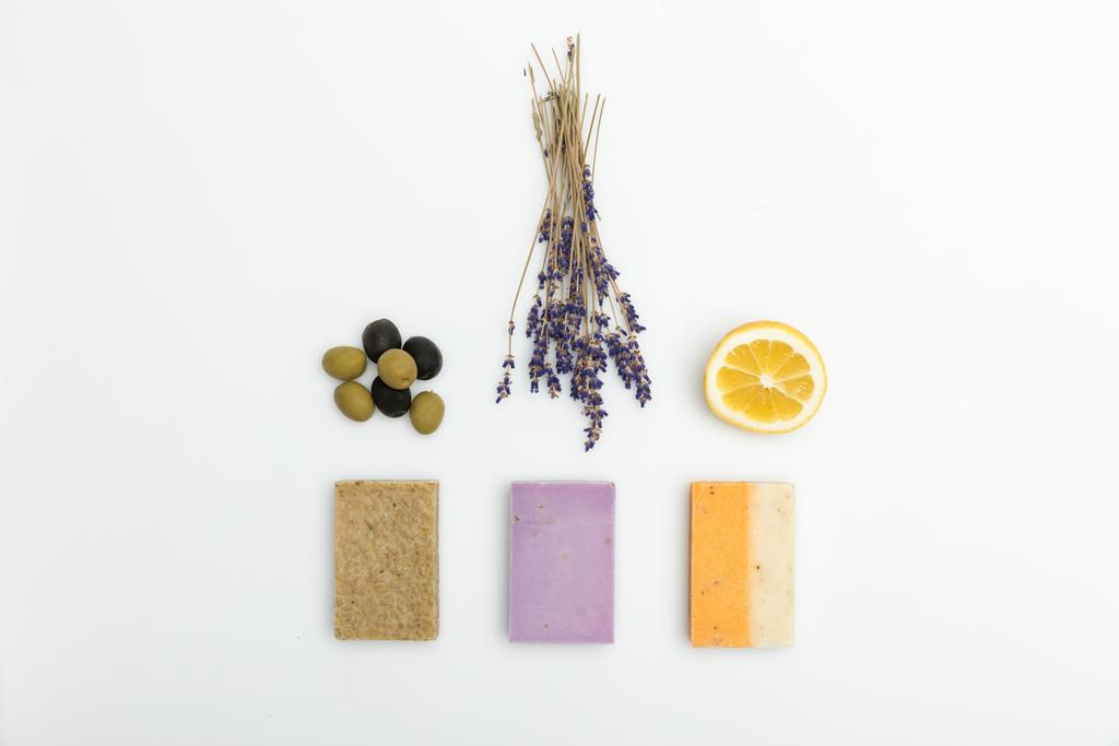 Homemade soap with dried lavender - Photo, Image