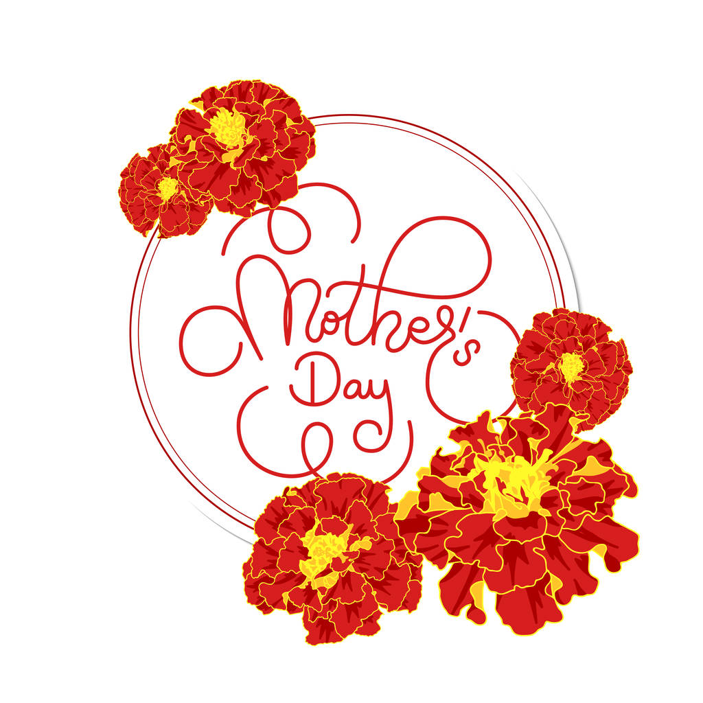 Holiday gift card with hand lettering Mothers Day and flowers. Template for a banner, poster, flyer, invitation - Vector, Image