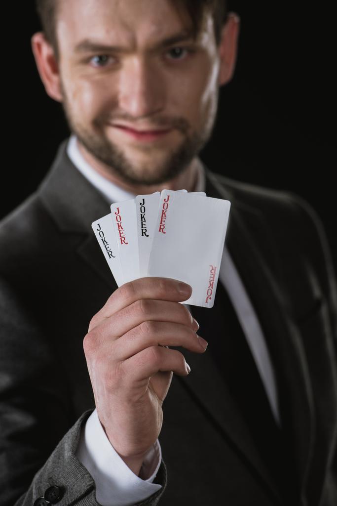 businessman with Joker cards - Photo, Image