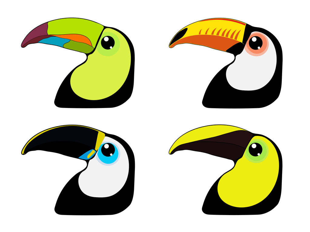 four Tucan heads - Vector, Image