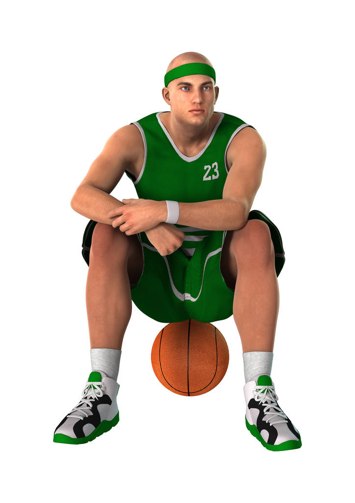 3D renderowania koszykarz na białym - Zdjęcie, obraz