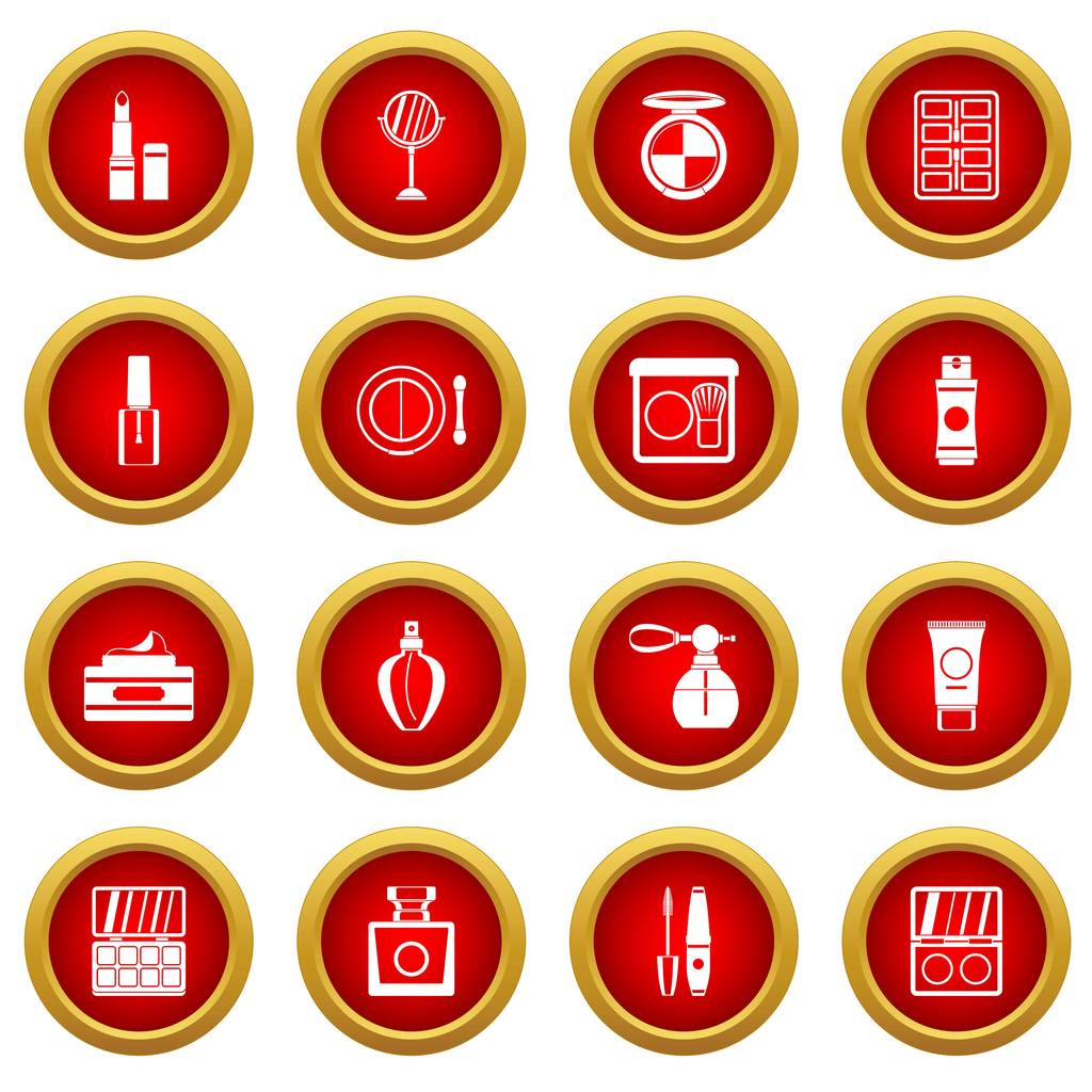 Cosmetici icona rosso cerchio impostato
 - Vettoriali, immagini
