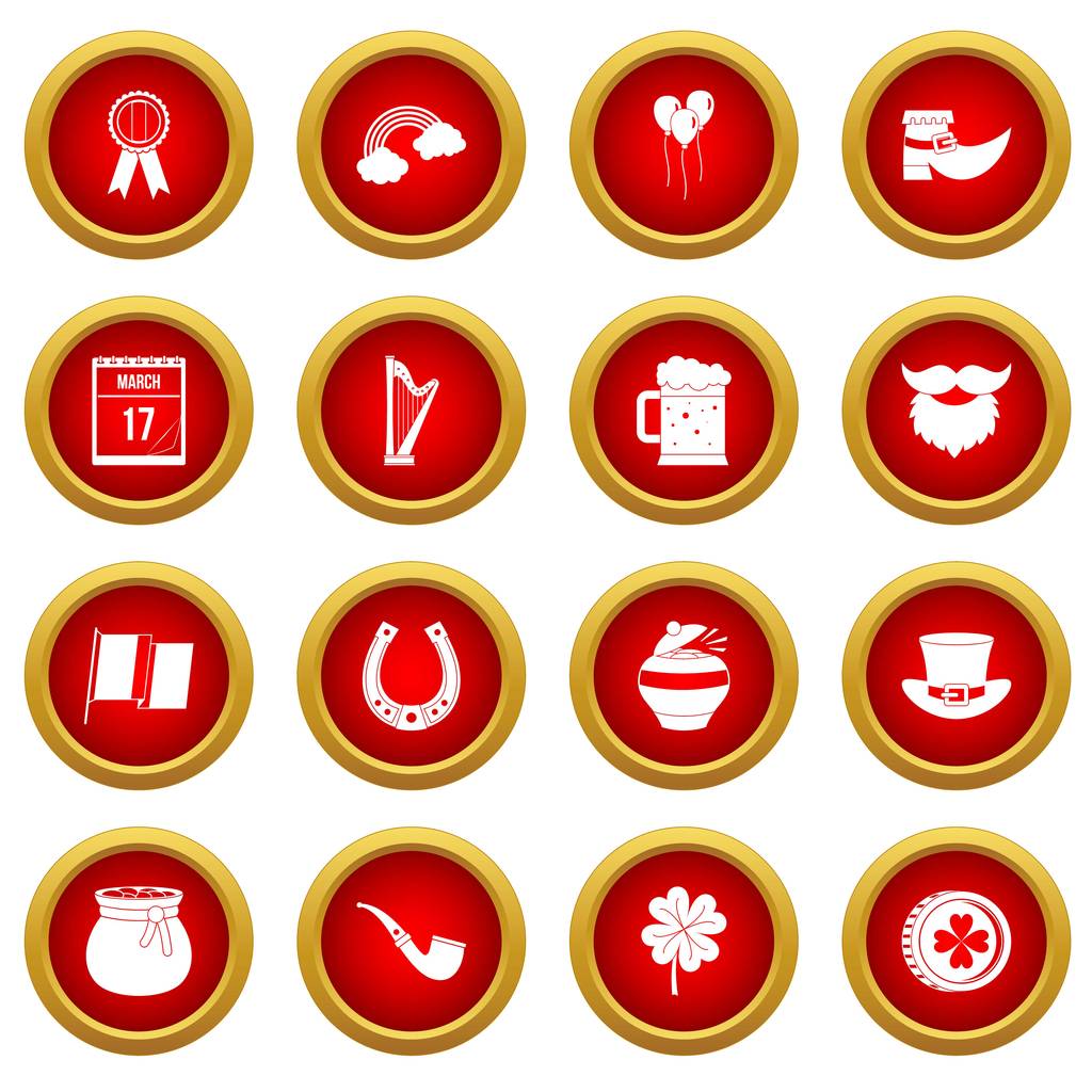Ensemble cercle rouge icône Saint Patrick
 - Vecteur, image