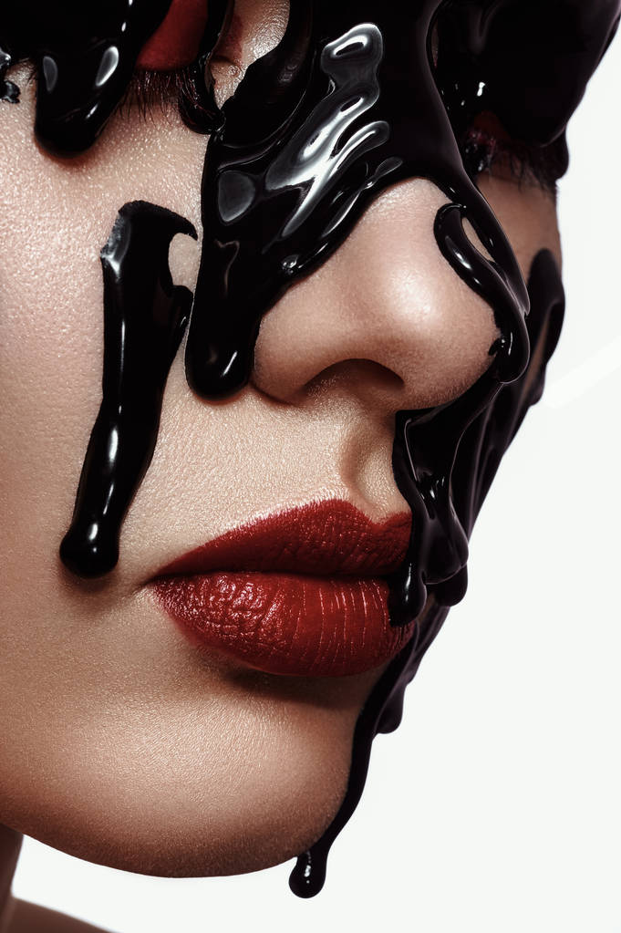 Kreatív smink fényes olaj Womans arcán - Fotó, kép