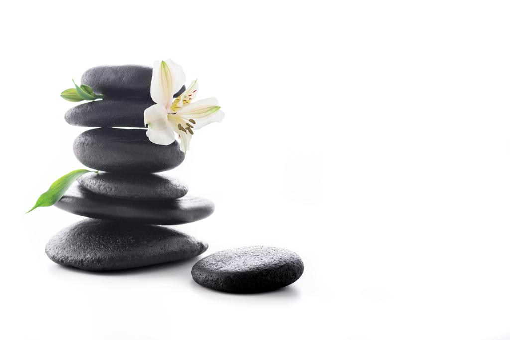 Zen πέτρες με λουλούδι - Φωτογραφία, εικόνα