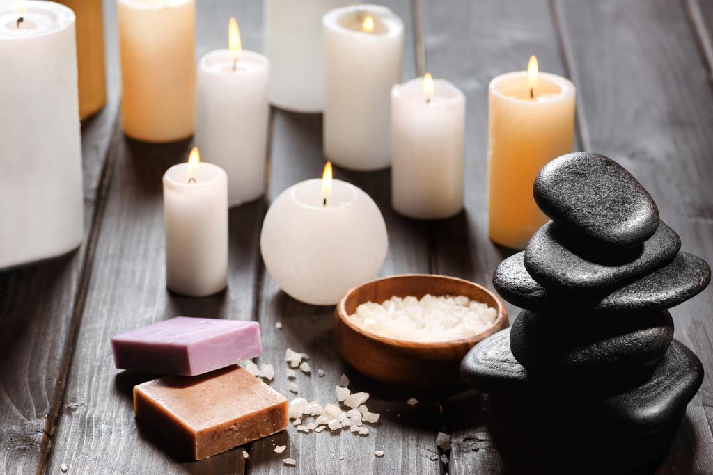 Spa stones and candles  - Photo, Image