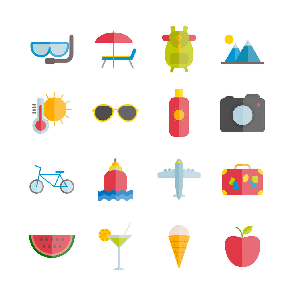 Collezione di icone vettoriali piatte estive
  - Vettoriali, immagini